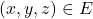 (x,y,z) \in E