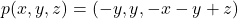 p(x,y,z)=(-y,y,-x-y+z)