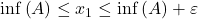 \inf \left( A \right) \le x_1 \le \inf \left( A\right)+ \varepsilon