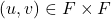 (u,v) \in F \times F