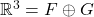 \mathbb{R}^3=F\oplus G