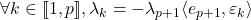 \[$\forall k\in[\![1,p]\!],\lambda_k=-\lambda_{p+1}\langle e_{p+1},\varepsilon_k \rangle\]