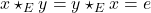 x\star _Ey = y\star _Ex = e