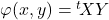 \varphi(x,y)={}^t\!X Y