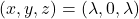 (x,y,z)=(\lambda,0,\lambda)