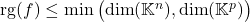 \mathrm{rg}(f) \leq \min\big(\mathrm{dim}(\mathbb{K}^n),\mathrm{dim}(\mathbb{K}^p)\big)
