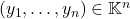(y_1,\dots,y_n)\in\mathbb{K}^n