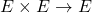 \[E \times E \rightarrow E\]
