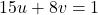 15u + 8v = 1