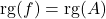 \mathrm{rg}(f)=\mathrm{rg}(A)
