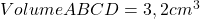 Volume ABCD= 3,2 cm^3