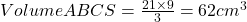 Volume ABCS =\frac{21\times9}{3}=62cm^3