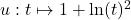 u:t\mapsto 1+\ln(t)^2