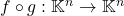 f\circ g:\mathbb{K}^n\to\mathbb{K}^n
