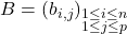 B=(b_{i,j})_{\substack{1\leq i\leq n \\ 1\leq j \leq p}}