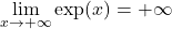 \displaystyle\lim_{x\rightarrow +\infty}\exp(x)=+\infty