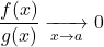 \dfrac{f(x)}{g(x)}\xrightarrow[x\to a]{} 0