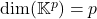 \mathrm{dim}(\mathbb{K}^p)=p
