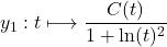y_1: t\longmapsto \dfrac{C(t)}{1+\ln(t)^2}