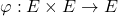 \varphi : E \times E \rightarrow E