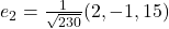 e_2=\frac{1}{\sqrt{230}}(2,-1,15)