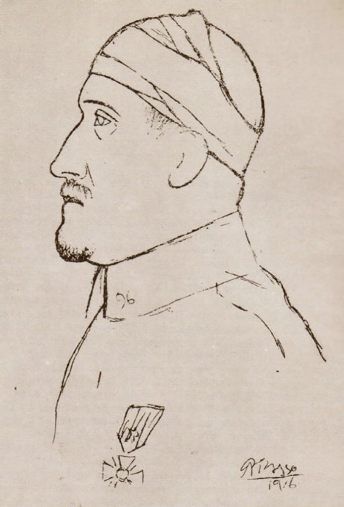 Portrait de Guillaume Apollinaire blessé de guerre, Pablo Picasso (1916)