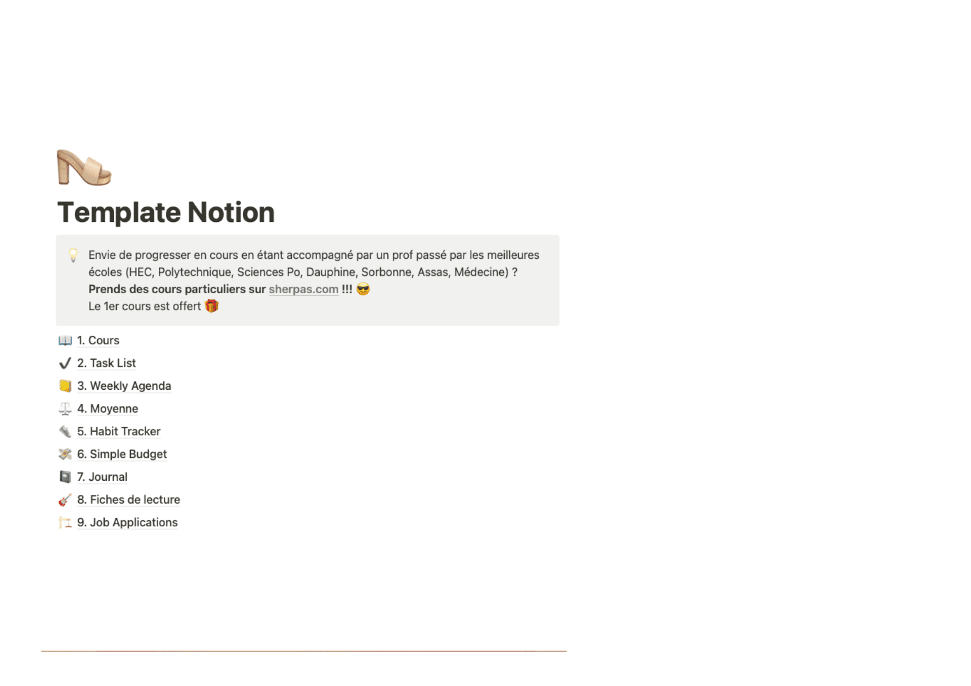 template notion