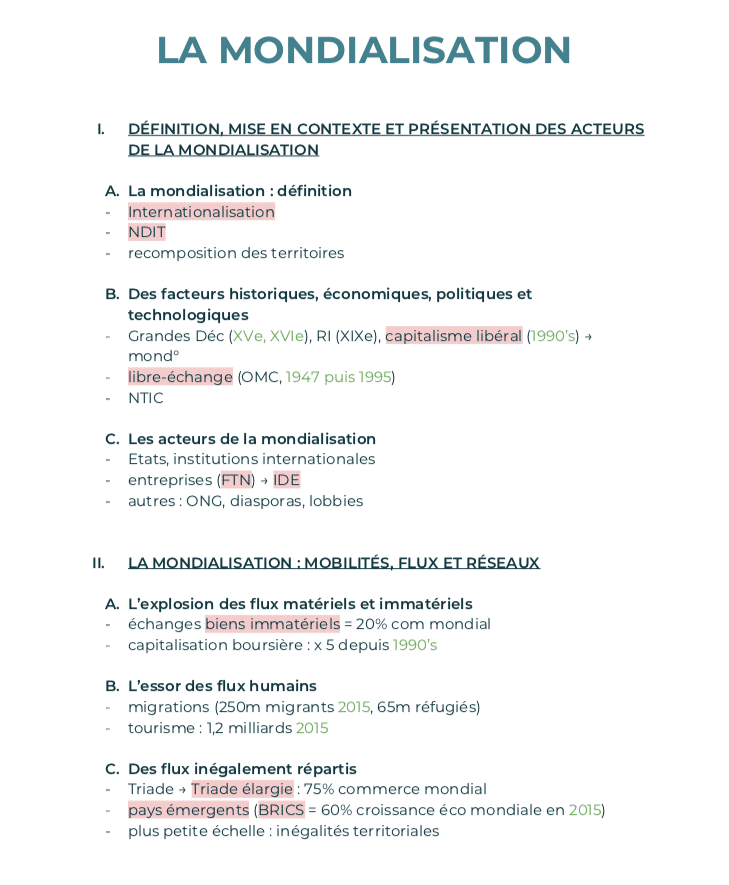 fiche sur la mondialisation
