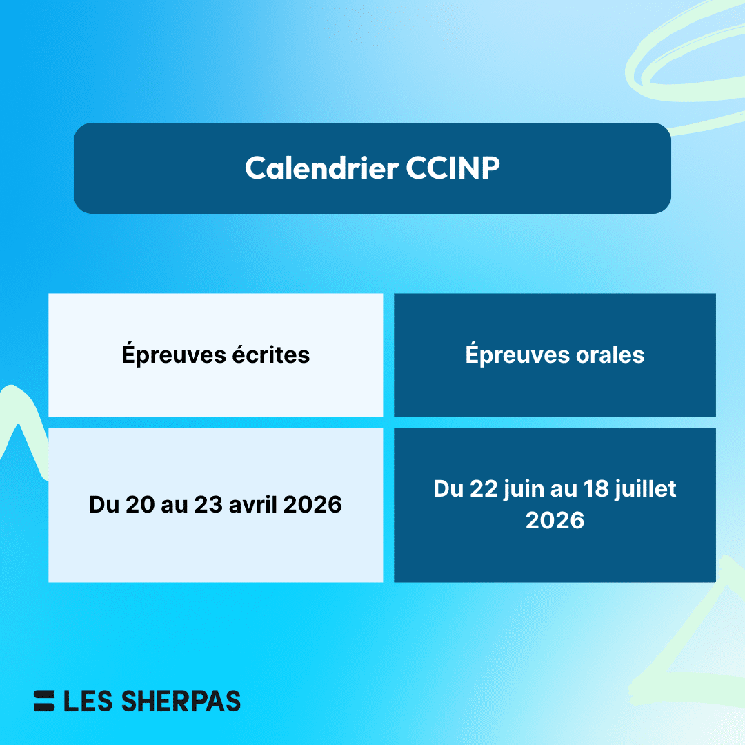 Calendrier CCINP, épreuves écrites du 20 au 23 avril 2026 et épreuves orales du 22 juin au 18 juillet 2026