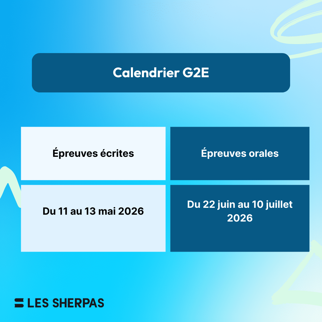 Calendrier G2E, épreuves écrites du 11 au 13 mai 2026 et épreuves orales du 22 juin au 10 juillet 2026