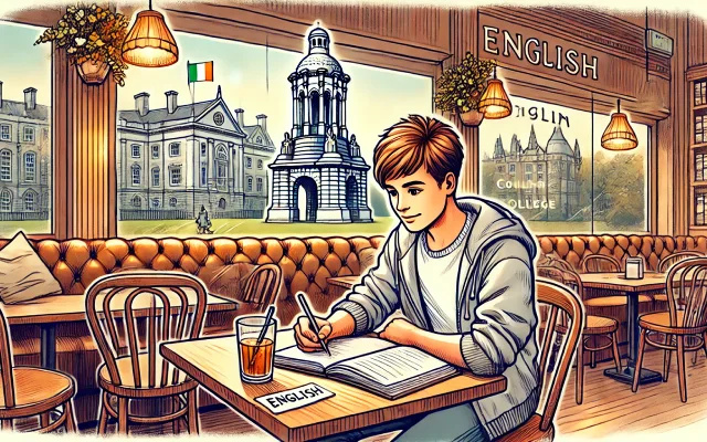 Un étudiant dans un café à Dublin