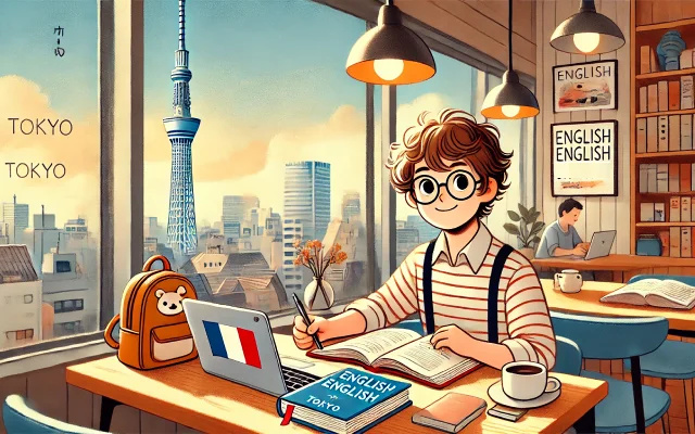 Un jeune français apprend l'anglais à Tokyo