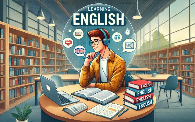 Etudiant en prépa qui révise ses cours d'anglais à la bibliothèque