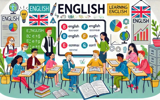 Une classe de jeunes élèves qui apprennent l'anglais