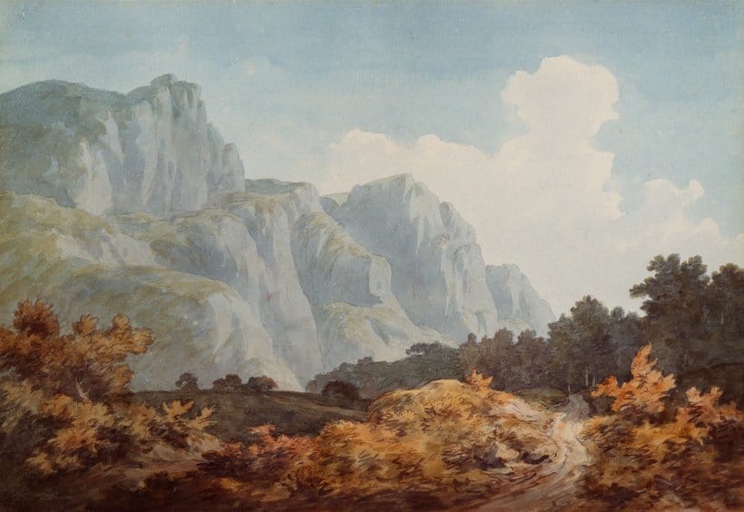 peinture paysage nature falaises forêts arbres