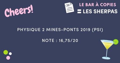 Copie de Physique 2 Mines-Ponts 2019 (PSI) notée 16,75/20 