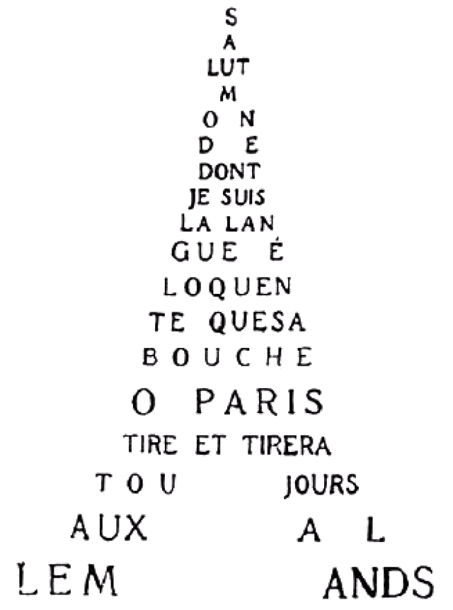 Calligramme « Tour Eiffel » d'Apollinaire 