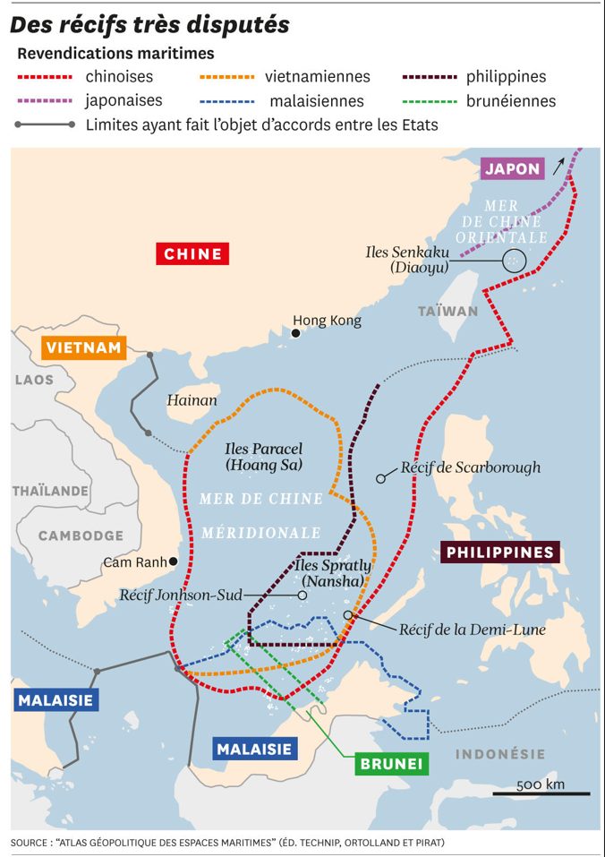 frontières maritimes revendiquées en mer de chine méridionale