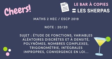 Corrigé de Maths 2S – HEC ESCP 2019 noté 20/20 
