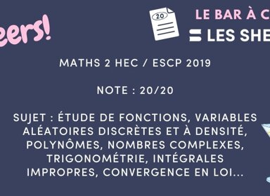 Corrigé de Maths 2S – HEC ESCP 2019 noté 20/20 