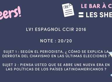 Corrigé de LV1 Espagnol CCIR 2016 noté 20/20 