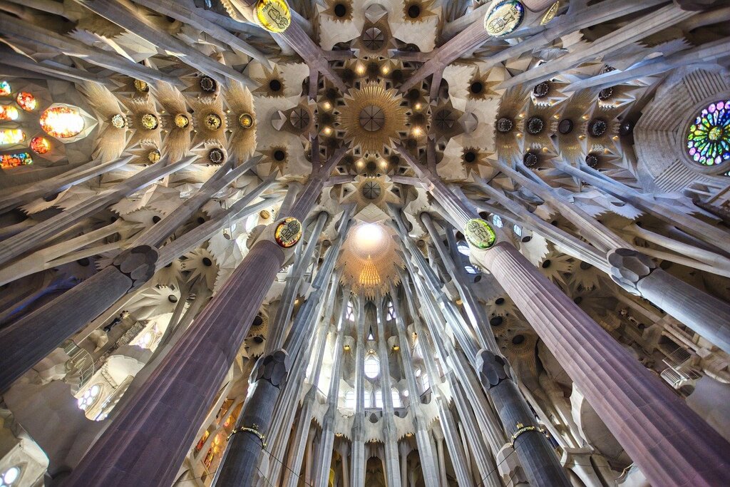 Le plafond de la Sagrada Familia.