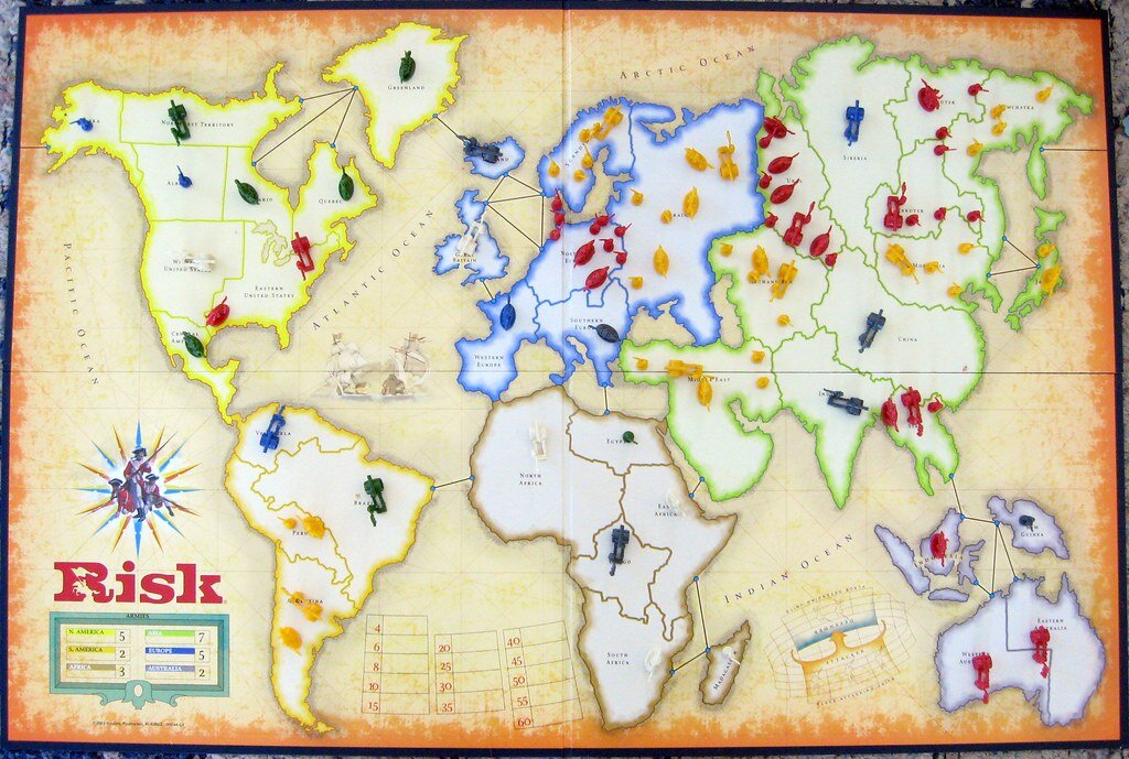 La carte géographique du jeu Risk.