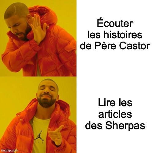 "Écouter les histoires du Père Castor, non" "Par contre, lire un article des Sherpas, oui !"