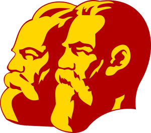 Portrait de Marx et Engels rouge et jaune

