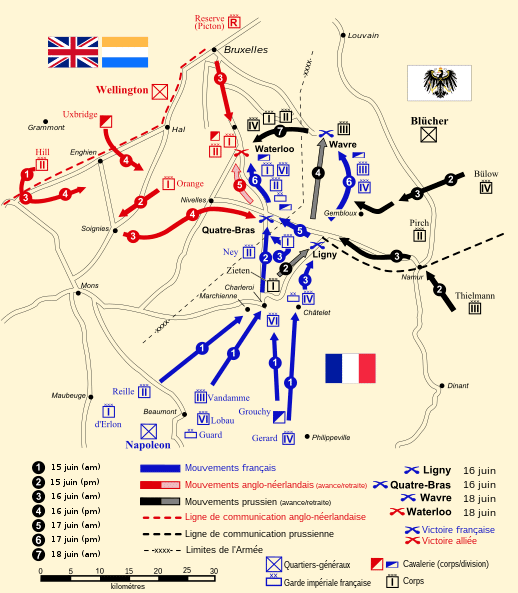 carte de la bataille de Waterloo